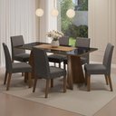 Ver imagem 1 de Conjunto Sala de Jantar Mesa Tampo de Vidro 6 Cadeiras Rustic/preto/silver Valerie Madesa