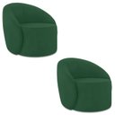 Ver imagem 2 de Poltrona Sala Decorativa Redonda Kit 2 Steve Veludo Verde I01 - Mpozenato