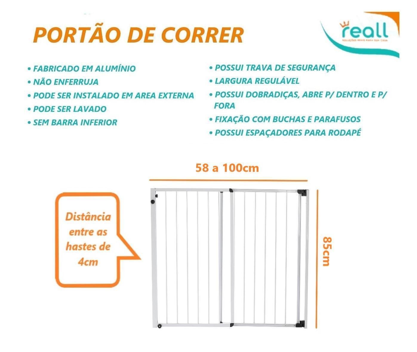 Portão Segurança Criança Pet Regulável de 58 a 100cm Branco - 2