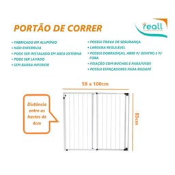 Portão Segurança Criança Pet Regulável de 58 a 100cm Branco - 2