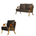 Ver imagem 1 de Kit 1 Poltrona Mona Luxo + Namoradeira Mona Luxo Recepção - Suede Marrom