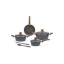 Ver imagem 1 de Jogo de Panelas Brinox Antiaderente Ceramic Life 6 Peças Marble Wood com Indução Cinza Escuro