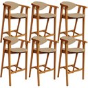 Ver imagem 1 de Kit 06 Banquetas Alta Para Cozinha Sala de Jantar Fixa Cecília L02 Linho Bege Escuro - Lyam Decor