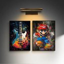 Ver imagem 1 de Kit 2 Quadros Quarto Menino Rock e Gamer 33x24cm:moldura Branca