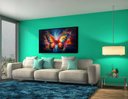 Ver imagem 3 de Quadro Decorativo Abstrato Canvas Moldura Flutuante Borboleta Cores Gg