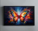 Ver imagem 2 de Quadro Decorativo Abstrato Canvas Moldura Flutuante Borboleta Cores Gg
