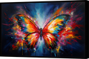 Ver imagem 1 de Quadro Decorativo Abstrato Canvas Moldura Flutuante Borboleta Cores Gg