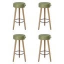 Ver imagem 1 de Banqueta Alta Estofada Pés Palito Kit 4 Hong Sintético Verde S08 - Mpozenato