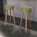 Ver imagem 3 de Banqueta Alta Estofada Pés Palito Kit 4 Hong Sintético Verde S08 - Mpozenato