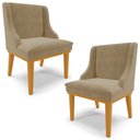 Ver imagem 1 de Kit 2 Cadeiras Decorativas Sala de Jantar Base Fixa de Madeira Firenze Suede Nude/Castanho G19 - Gra