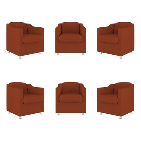 Kit 6 Cadeiras Poltronas Decorativas Espera Clinica Dentista Cor:terracota