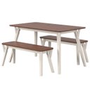 Ver imagem 1 de Mesa com 2 Bancos em Madeira Maciça Branco Envelhecido