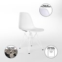 Ver imagem 4 de Mesa de Jantar Redonda 90cm Amêndoa Clips 3 Pés com 4 Cadeiras Eames Eiffel Brancas Ferro Branco