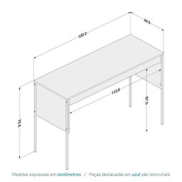 Mesa para Escritório 120cm Maiorca Politorno - 3