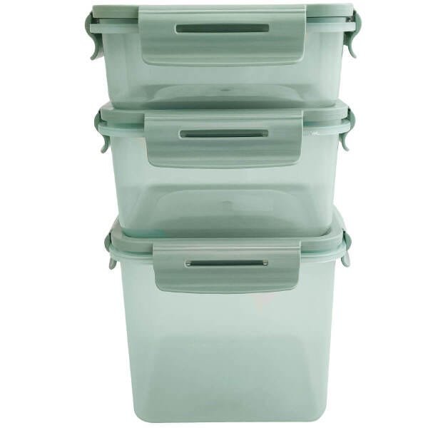 Conjunto Potes Herméticos 1500ml 800ml 500ml Mantimentos Verde Menta - 1