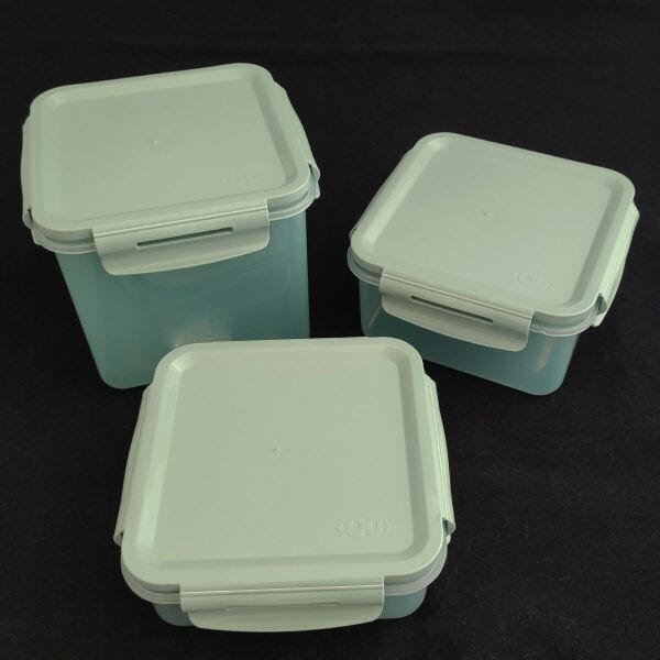 Conjunto Potes Herméticos 1500ml 800ml 500ml Mantimentos Verde Menta - 7
