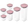 Conjunto Potes Herméticos Para Alimentos 450ml 1000ml 1500ml 2000ml Rosa Quartzo - 1