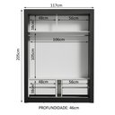 Ver mais imagens de Guarda-Roupa Solteiro Madesa Dallas Plus 2 Portas de Correr de Espelho 4 Gavetas Preto Cor:Preto