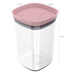 Kit Potes Herméticos 0,45L 1L e 1,5L Com Tampa Para Alimentos Rosa Quartzo - 5