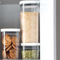 Kit Potes Herméticos 0,45l 1l e 1,5l com Tampa para Alimentos Branco - 2