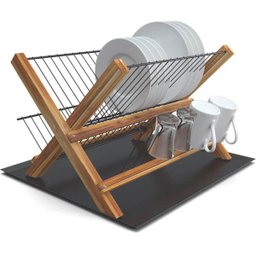 Escorredor De Louça Dobrável Escorredor De Pratos Preto Teca - 1
