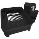 Ver imagem 1 de Kit Pia Cozinha Escorredor Pratos Lixeira 2,5L Porta Detergente Preto