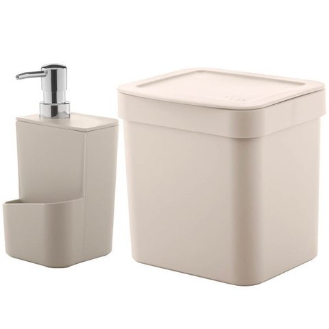 Utensílios De Cozinha Lixeira Trium 2,5L Porta Detergente Ou Bege