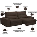 Ver imagem 3 de Sofá Retrátil Reclinável para Sala de Estar Living 250cm Nápoles F04 Veludo Marrom - Lyam Decor