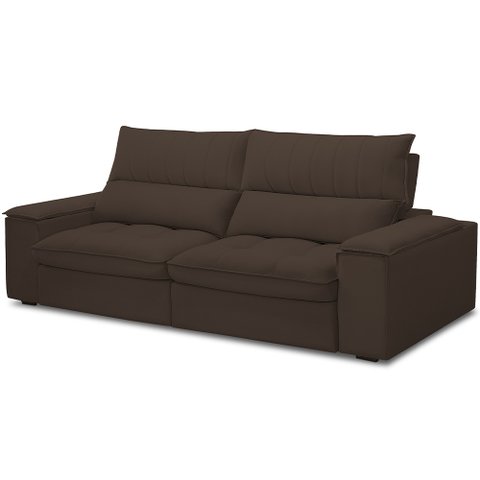 Sofá Retrátil Reclinável para Sala de Estar Living 250cm Nápoles F04 Veludo Marrom - Lyam Decor