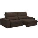 Ver imagem 5 de Sofá Retrátil Reclinável para Sala de Estar Living 250cm Nápoles F04 Veludo Marrom - Lyam Decor