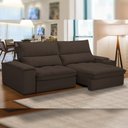 Ver imagem 2 de Sofá Retrátil Reclinável para Sala de Estar Living 250cm Nápoles F04 Veludo Marrom - Lyam Decor
