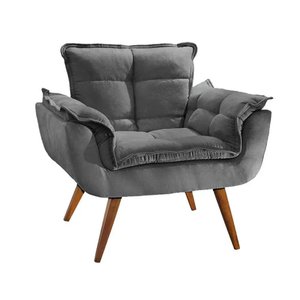 Poltrona Decorativa para Sala de Estar Opala Platinum Decor Grafite