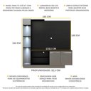 Ver imagem 3 de Estante com 3 Leds para TV até 55" Multimóveis Dallas FG3399 Preta/Lacca Fumê