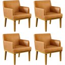 Ver imagem 1 de Kit 04 Poltronas Decorativas Sala de Estar Base Mel Beatriz W01 Couríssimo Whisky - Lyam Decor
