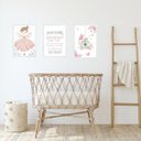 Ver imagem 1 de Kit 3 Quadros Infantis Menina Borboletinha - Salmo 45x34cm - com Vidro:moldura Branca
