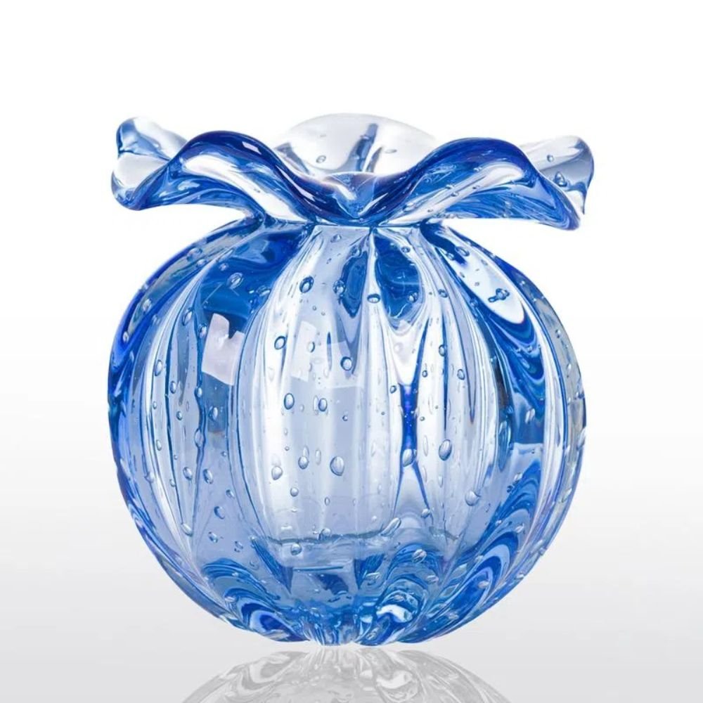 Vaso Trouxinha Cristal Murano Azul Oxford Love P