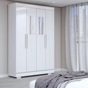 Ver imagem 1 de Guarda-roupa Solteiro Splendore 4 Portas 2 Gavetas com Espelho 100% Mdf com Pé Branco - Panorama Móv