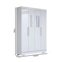Ver imagem 4 de Guarda-roupa Solteiro Splendore 4 Portas 2 Gavetas com Espelho 100% Mdf com Pé Branco - Panorama Móv
