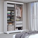 Ver imagem 2 de Guarda-roupa Solteiro Splendore 4 Portas 2 Gavetas com Espelho 100% Mdf com Pé Branco - Panorama Móv
