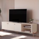 Ver imagem 2 de Rack Bancada Tucupí 180cm para Tv até 75" com Pés de Metal Off White/bronze