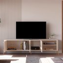 Ver imagem 3 de Rack Bancada Tucupí 180cm para Tv até 75" com Pés de Metal Off White/bronze