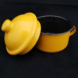 Kit Bule Café Chá Com 6 Xícaras Pires Açucareiro Aço Esmaltado Amarelo - 8