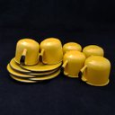 Ver imagem 5 de Kit Bule Café Chá Com 6 Xícaras Pires Açucareiro Aço Esmaltado Amarelo
