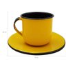 Kit Bule Café Chá Com 6 Xícaras Pires Açucareiro Aço Esmaltado Amarelo - 4