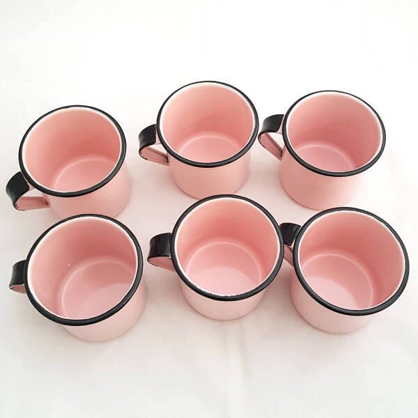 Jogo 6 Xícaras Café Caneca Esmaltada 400ml Caneca de Agata Rosa - 7