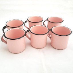 Jogo 6 Xícaras Café Caneca Esmaltada 400ml Caneca de Agata Rosa - 5