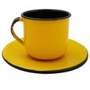 Ver imagem 4 de Kit Bule De Café E Chá Com 6 Xícaras e Pires Aço Esmaltado Amarelo