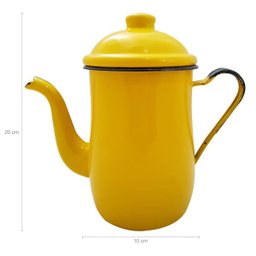 Kit Bule De Café E Chá Com 6 Xícaras e Pires Aço Esmaltado Amarelo - 3