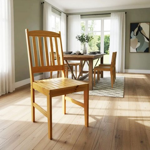 Kit 2 Cadeira Madeira Ripada Sala de Jantar Cozinha Envernizada