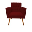 Ver imagem 3 de Kit Namoradeira + 1 Poltrona Decorativa Nina Capitonê + Puff Redondo Suede Marsala Pés Madeira Mz De